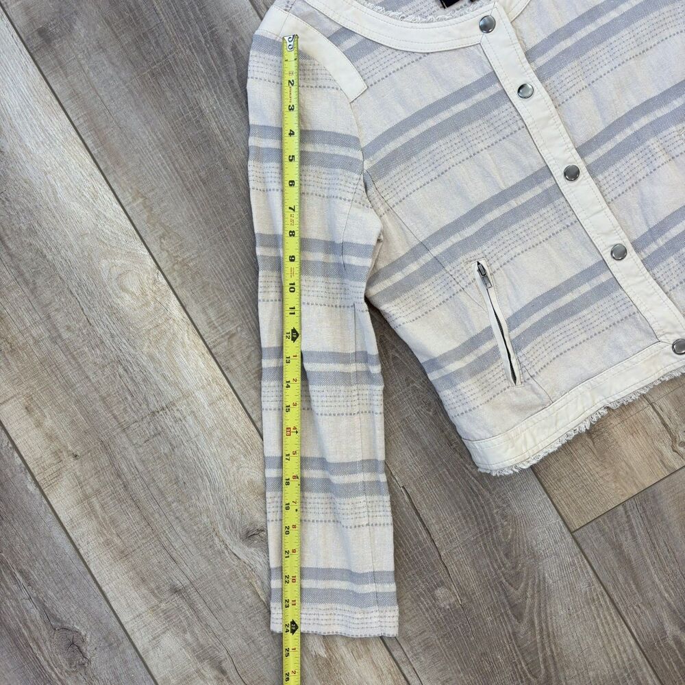 Jack BB Dakota Womens Striped Linen Blazer Jacket Size L Neutral Chic Coastal - Picture 9 of 13